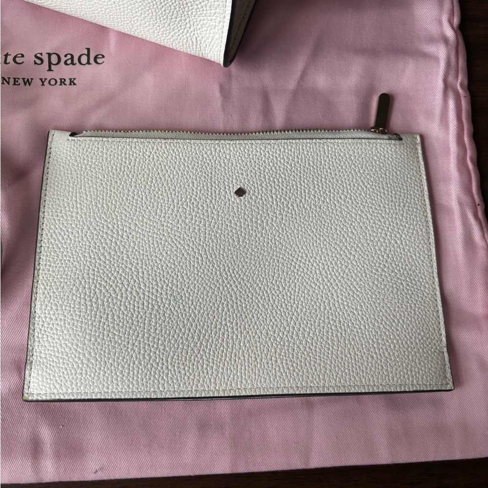 Kate Spade Sam Medium Satchel White with Pink Emblem - Picture 12 of 14